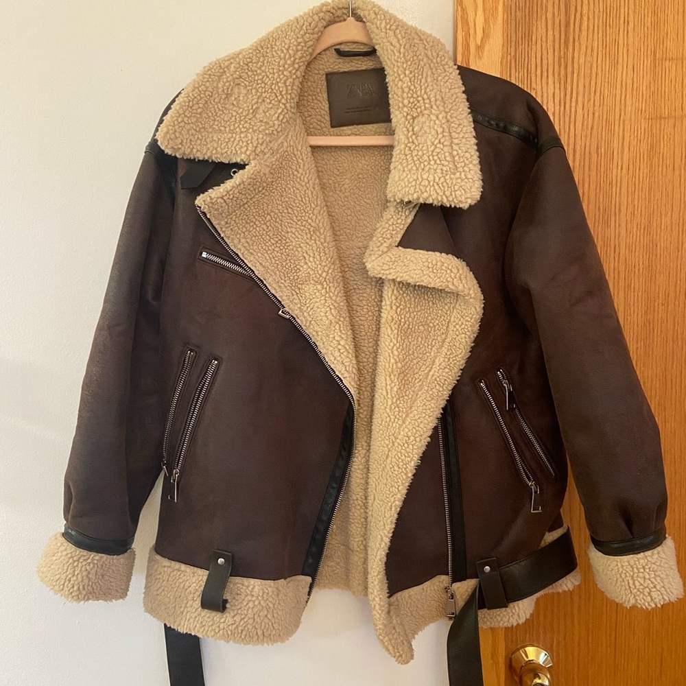 Brown fleece motor jacket